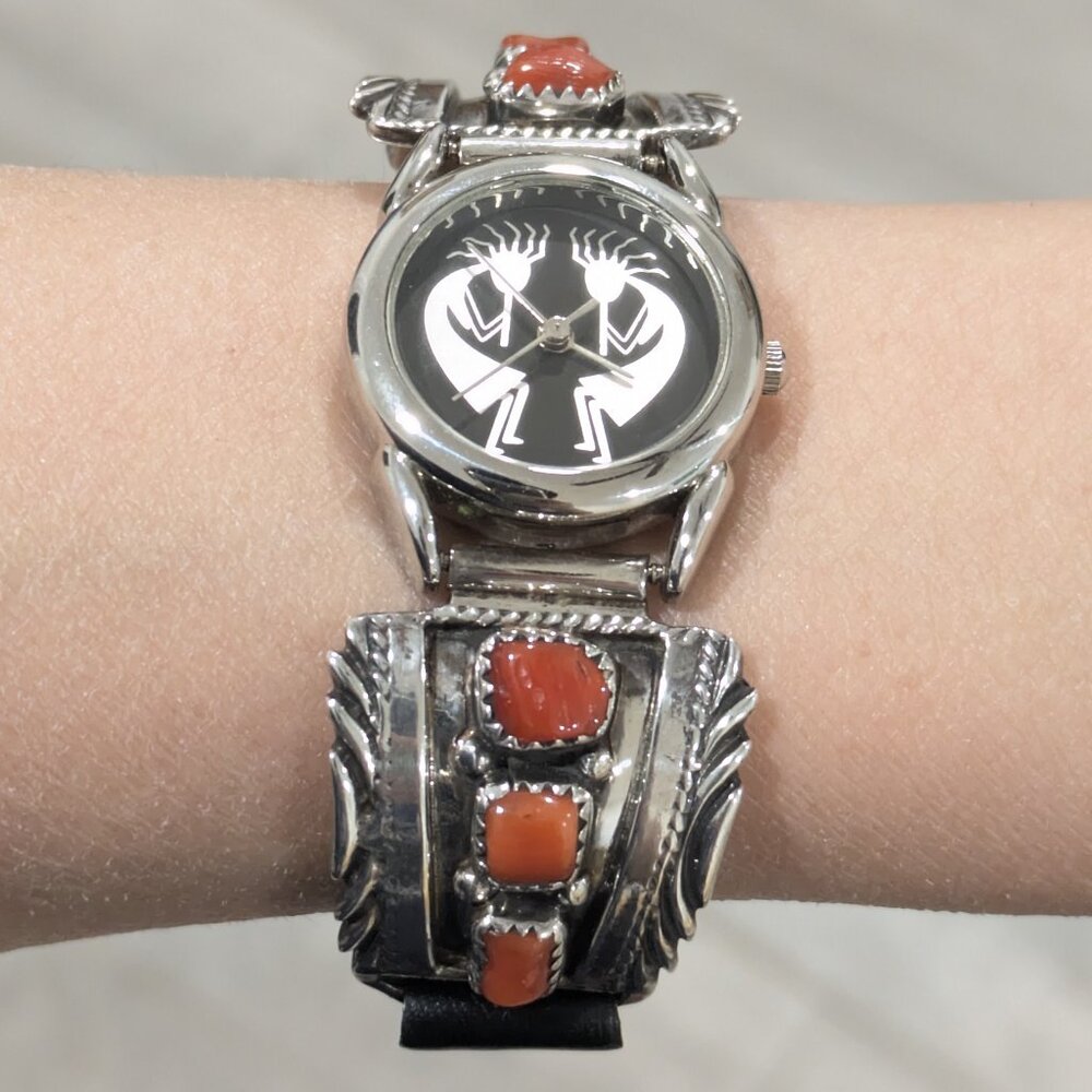 Native American Coral Sterling Silver watch